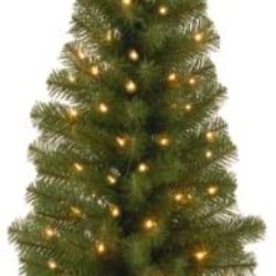 National Tree Company Pre-lit Artificial Tree For Entrances and Christmas| Includes Pre-strung White Lights | Montclair Spruce – 4 ft