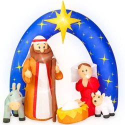 Rocinha Christmas Inflatable Nativity Scene Outdoor 7.5FT W Inflatable Christmas Decorations for The Yard, Christmas Blow Up Decorations with Star of Bethlehem Archway, Blow Up Nativity Scene Outdoor