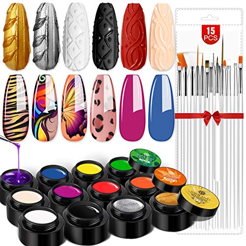 You are currently viewing Saviland Gel Paint Kit – Gel Nail Polish Kit 12 Colors Soak Off Gel Polish Set with 15pcs Painting Drawing Nail Brush Pen for Nail Art Design & Nail Salon