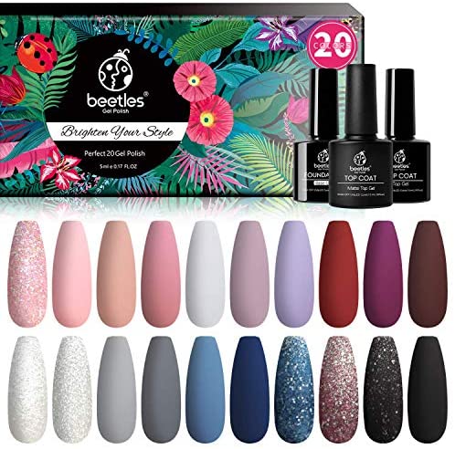 You are currently viewing Beetles 20 Pcs Gel Nail Polish Kit, Modern Muse Collection Soak off Nail Gel Polish Nude Gray Nail Polish Pink Blue Glitter Gel Polish Starter Kit with Glossy & Matte Top Coat and Base Coat Christmas