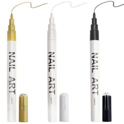 LYroo Nail Art Liner Pen,Black White Gold Nail Graffiti Pens for Nail Art Supplies(3 Count)