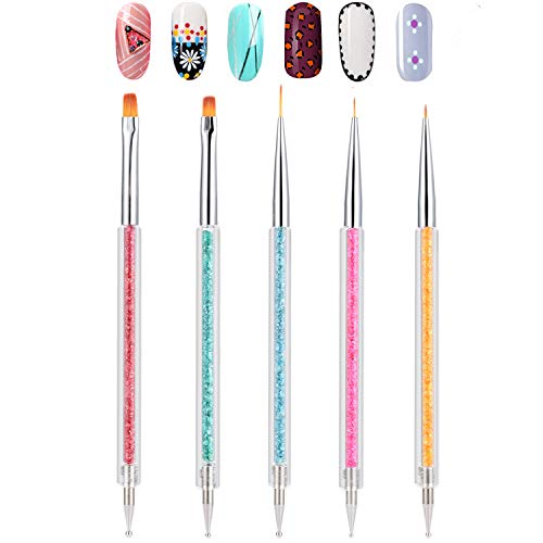 You are currently viewing Double-Ended Nail Art Brushes, TEOYALL 5 PCS Nail Design Tools Kit Including Nail Liner Brush and Nail Dotting Pens for Acrylic Nail Home Salon