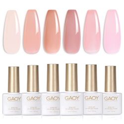 GAOY Jelly Nude Pink Gel Nail Polish Set of 6 Transparent Colors Sheer Gel Polish Kit UV LED Soak Off Nail Polish Gel Varnish