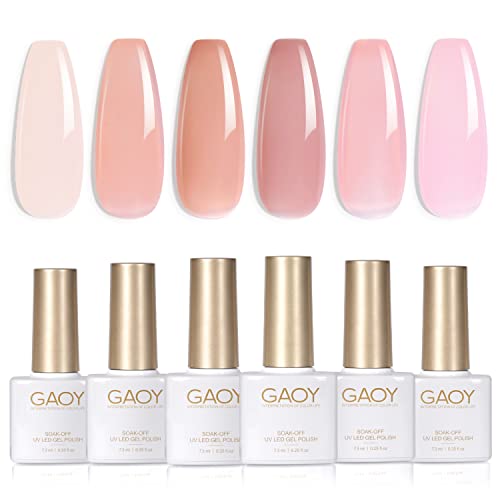 You are currently viewing GAOY Jelly Nude Pink Gel Nail Polish Set of 6 Transparent Colors Sheer Gel Polish Kit UV LED Soak Off Nail Polish Gel Varnish
