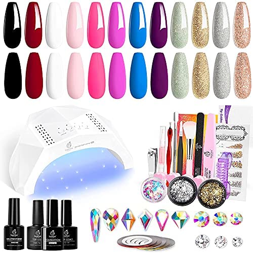 You are currently viewing Beetles 12 Colors Gel Nail Polish Starter Kit with U V Light 48W LED Nail Lamp Gel Base Top Coat Cure White Pink Red Glitter Gel Polish Nail Art Rhinestone Gems Manicure Decoration Gifts for Women