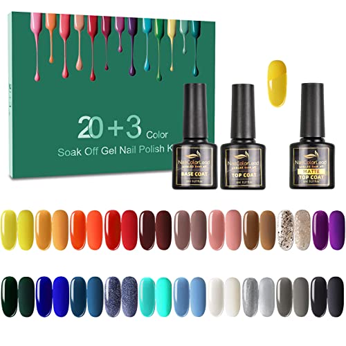 You are currently viewing Gel Nail Polish Set – Nail Polish 20 Colors, Popular Nail Art Colors UV LED Soak Off Nail Gel Kit (20 + 3)
