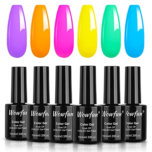 You are currently viewing Gel Nail Polish Set Bright – Wowfun Gel Nail Polish 10ml 6 Colors Spring Summer Rainbow Pink Green Blue Nail Polish Purple Yellow Orange Soak Off Gel Polish Set DIY at Home Gift for Starter and Professional (Candy Party)
