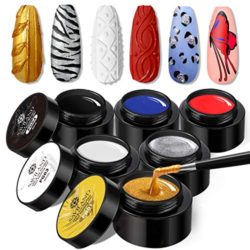 Saviland Gel Paint Kit – Gel Nail Polish Kit, 6 Colors Painting Gel Soak Off Gel Nail Manicure Kit for DIY Drawing Nails Art Design & Nail Salon