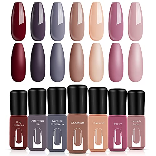 You are currently viewing Modelones Gel Nail Polish Set – 7 Colors Nude Pink Brown Gray Soak off Nail Polish Kit LED Nail Lamp Required Classic Modern Nail Art Salon Gel Nail Manicure Gift Kit
