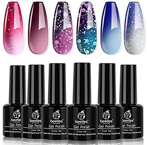 You are currently viewing Beetles Color Changing Gel Polish Set – 6 Colors Nail Gel Polish Blue Purple Temperature Change Colors Kit – Long Lasting Soak Off Gel Nail Kit DIY Home Manicure Decorations for Women