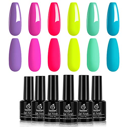 You are currently viewing Beetles Gel Nail Polish Set, Forever Young Collection Turquoise Purple Blue Neon Yellow Gel Polish Hot Pink Gel Nail Lacquer Kit Nail Art Manicure, 7.3ml Each Bottle
