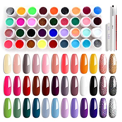 You are currently viewing Gel Nail Polish Kit 36 Gel Polish Colors Gel Paint for Nails Art Glitter Red Solid Gel Nail Polish Set for Fall Winter Nail Gel Paint Gel Nail Polish Set with Pointed Nail Brush and Rubbing Strips (standard)