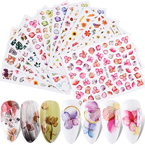You are currently viewing Flowers Nail Art Stickers Decals 3D Nail Art Supplies Butterfly Nail Art Stickers Self-Adhesive Slider Foil with Dry Flower Leaves Charms Butterfly Design Manicure DIY Nail Decorations 11 Sheets