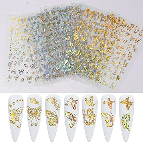 You are currently viewing Mocossmy Butterfly Nail Art Stickers, 8 Sheets Gold Silver 3D Simulation Butterfly Foil Nail Decals Self Adhesive Holographic Laser Glitter Nail Stickers for Women Girls DIY Acrylic Manicure Decoration