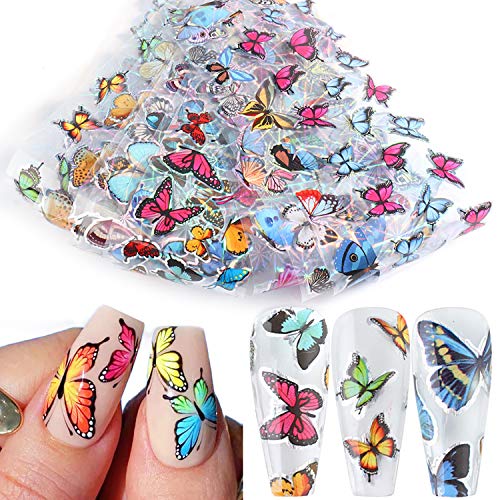 You are currently viewing Butterfly Foil Nail Art Sticker Woman Nail Art Foil Transfer Design Laser Nail Decals Butterflies Nail Polish Adhesive Foil Self-Adhesive Design for Nail Fingernail DIY Decoration